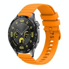 Per Huawei Watch GT 4 46mm Cinturino in silicone ondulato punteggiato cucito 22mm (giallo ambra)