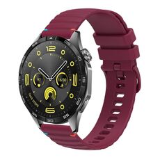 Per Huawei Watch GT 4 46mm Cinturino in silicone ondulato punteggiato cucito 22mm (rosso vino)