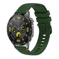 Per Huawei Watch GT 4 46mm Cinturino in silicone ondulato punteggiato cucito 22mm (verde militare)