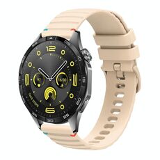 Per Huawei Watch GT 4 46mm Cinturino in silicone ondulato punteggiato cucito 22mm (color crema)
