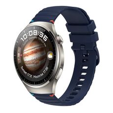 Per Huawei Watch 4 Pro cinturino in silicone ondulato punteggiato cucito da 22 mm (blu navy)