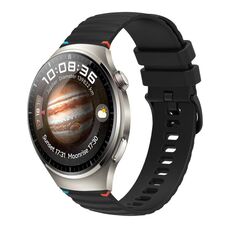 Per Huawei Watch 4 Pro Cinturino in silicone ondulato punteggiato cucito da 22 mm (nero)