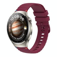 Per Huawei Watch 4 Pro cinturino in silicone ondulato punteggiato cucito da 22 mm (rosso vino)