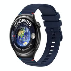 Per Huawei Watch 4 cinturino in silicone ondulato punteggiato cucito da 22 mm (blu navy)