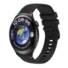 Per Huawei Watch 4 Cinturino in silicone ondulato punteggiato cucito da 22 mm (nero)