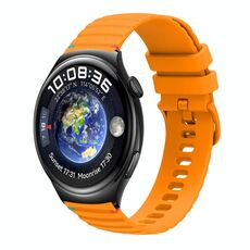 Per Huawei Watch 4 Cinturino in silicone ondulato punteggiato cucito da 22 mm (giallo ambra)