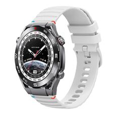 Per Huawei Watch Ultimate Wavy Dotted Stitched 22mm Cinturino in silicone (bianco)