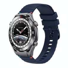 Per Huawei Watch Ultimate Wavy Dotted Stitched 22mm Cinturino in silicone (blu navy)