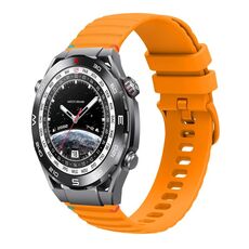 Per Huawei Watch Ultimate Wavy Dotted Stitched 22mm Cinturino in silicone (giallo ambra)
