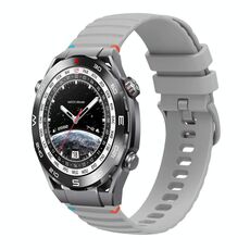 Per Huawei Watch Ultimate Wavy Dotted Stitched 22mm Cinturino in silicone (grigio)