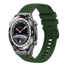 Per Huawei Watch Ultimate Wavy Dotted Stitched 22mm Cinturino in silicone (verde militare)