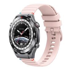 Per Huawei Watch Ultimate Wavy Dotted Stitched 22mm Cinturino in silicone (rosa)