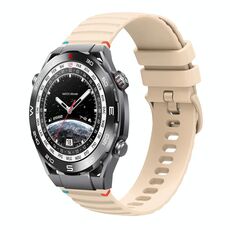 Per Huawei Watch Ultimate Wavy Dotted Stitched 22mm Cinturino in silicone (color crema)