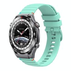 Per Huawei Watch Ultimate Wavy Dotted Stitched 22mm Cinturino in silicone (verde acqua)