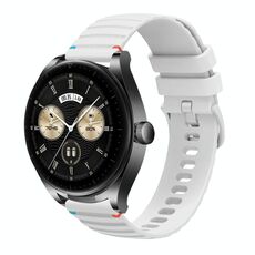 Per Huawei Watch Buds Wavy Dotted Stitched 22mm Cinturino in silicone (bianco)