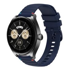 Per Huawei Watch Buds Wavy Dotted Stitched 22mm Cinturino in silicone (blu navy)