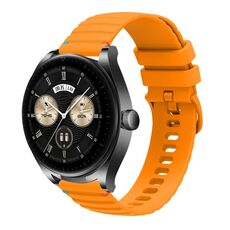 Per Huawei Watch Buds Wavy Dotted Stitched 22mm Cinturino in silicone (giallo ambra)