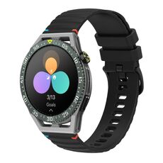 Per Huawei Watch GT 3 SE Cinturino in silicone ondulato punteggiato cucito da 22 mm (nero)