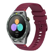 Per Huawei Watch GT 3 SE Cinturino in silicone ondulato punteggiato cucito da 22 mm (rosso vino)