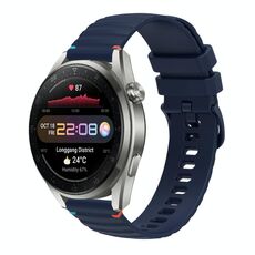Per Huawei Watch 3 Pro Nuovo cinturino in silicone ondulato punteggiato cucito da 22 mm (blu navy)