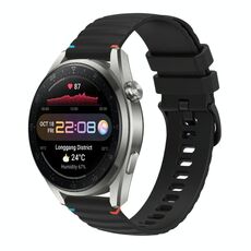Per Huawei Watch 3 Pro Nuovo cinturino in silicone ondulato punteggiato cucito da 22 mm (nero)