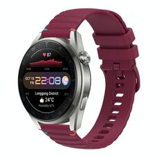 Per Huawei Watch 3 Pro Nuovo cinturino in silicone ondulato punteggiato cucito da 22 mm (rosso vino)