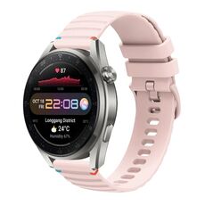Per Huawei Watch 3 Pro Nuovo cinturino in silicone ondulato punteggiato cucito da 22 mm (rosa)