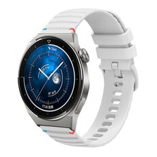 Per Huawei Watch GT 3 Pro 46mm Cinturino in silicone ondulato punteggiato cucito 22mm (bianco)