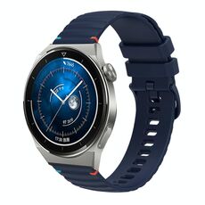 Per Huawei Watch GT 3 Pro 46mm Cinturino in silicone ondulato punteggiato cucito 22mm (blu navy)