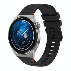 Per Huawei Watch GT 3 Pro 46mm Cinturino in silicone ondulato punteggiato cucito 22mm (nero)