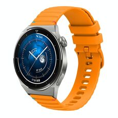 Per Huawei Watch GT 3 Pro 46mm Cinturino in silicone ondulato punteggiato cucito 22mm (giallo ambra)