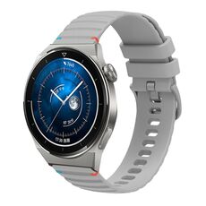 Per Huawei Watch GT 3 Pro 46mm Cinturino in silicone ondulato punteggiato cucito 22mm (grigio)