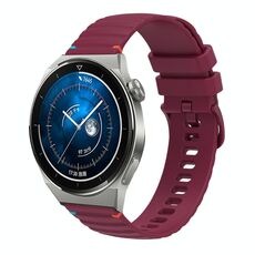 Per Huawei Watch GT 3 Pro 46mm Cinturino in silicone ondulato punteggiato cucito 22mm (rosso vino)