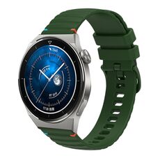 Per Huawei Watch GT 3 Pro 46mm Cinturino in silicone ondulato punteggiato cucito 22mm (verde militare)