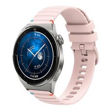 Per Huawei Watch GT 3 Pro 46mm Cinturino in silicone ondulato punteggiato cucito 22mm (rosa)