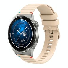 Per Huawei Watch GT 3 Pro 46mm Cinturino in silicone ondulato punteggiato cucito 22mm (color crema)