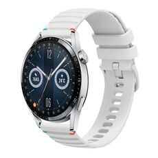 Per Huawei Watch GT 3 46mm Cinturino in silicone ondulato punteggiato cucito 22mm (bianco)