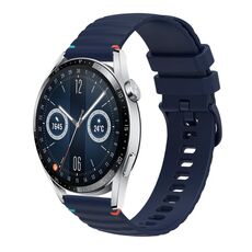 Per Huawei Watch GT 3 46mm Cinturino in silicone ondulato punteggiato cucito 22mm (blu navy)