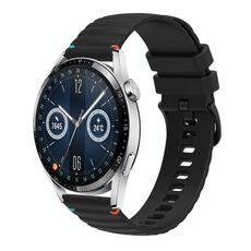Per Huawei Watch GT 3 46mm Cinturino in silicone ondulato punteggiato cucito 22mm (nero)