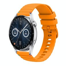 Per Huawei Watch GT 3 46mm Cinturino in silicone ondulato punteggiato cucito 22mm (giallo ambra)