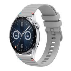 Per Huawei Watch GT 3 46mm Cinturino in silicone ondulato punteggiato cucito 22mm (grigio)