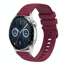 Per Huawei Watch GT 3 46mm Cinturino in silicone ondulato punteggiato cucito 22mm (rosso vino)