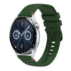 Per Huawei Watch GT 3 46mm cinturino in silicone ondulato punteggiato cucito 22mm (verde militare)