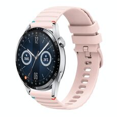 Per Huawei Watch GT 3 46mm Cinturino in silicone ondulato punteggiato cucito 22mm (rosa)