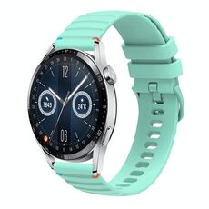 Per Huawei Watch GT 3 46mm Cinturino in silicone ondulato punteggiato cucito 22mm (verde acqua)