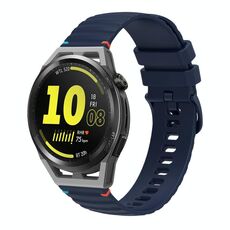 Per Huawei Watch GT Runner Wavy Dotted Stitched 22mm Cinturino in silicone (blu navy)