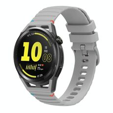 Per Huawei Watch GT Runner Wavy Dotted Stitched 22mm Cinturino in silicone (grigio)