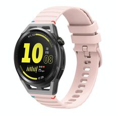 Per Huawei Watch GT Runner Wavy Dotted Stitched 22mm Cinturino in silicone (rosa)