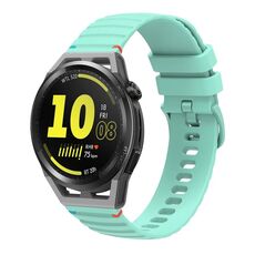 Per Huawei Watch GT Runner Wavy Dotted Stitched 22mm Cinturino in silicone (verde acqua)