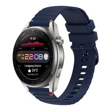 Per Huawei Watch 3 Pro cinturino in silicone ondulato punteggiato cucito da 22 mm (blu navy)